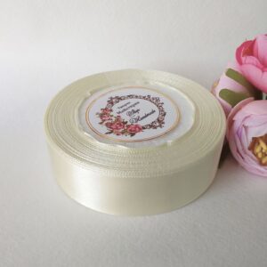 Атласна стрічка 2,5 см, айворі, 1 метр.