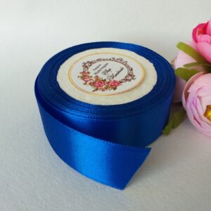 Атласна стрічка 2,5 см, синя, 1 метр.