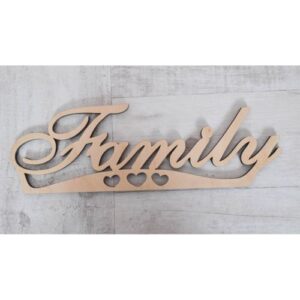 Надпись из фанеры Family, 33*10.5 см.