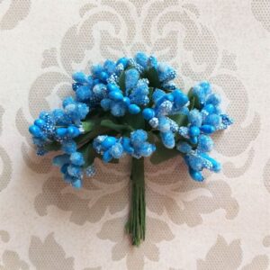 Букет декоративных веточек голубых для скрапа.