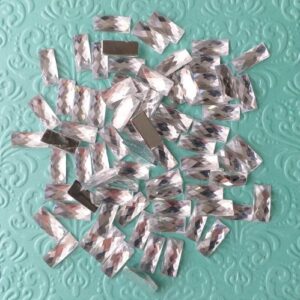 Стразы акриловые прямоугольные серебристые, 1,4*0,6 см, 10 шт.