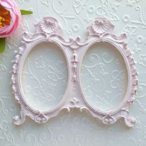 Рамка Винтажная двойная, розовая, гипс, 10*12 см.
