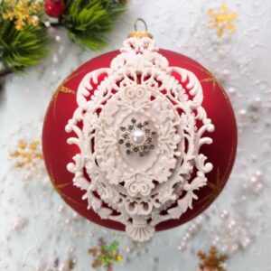 Гибкий комплект Ажурная рамка + Барокко + сеттинг с декором Снежинка серебристая с жемчужинкой.