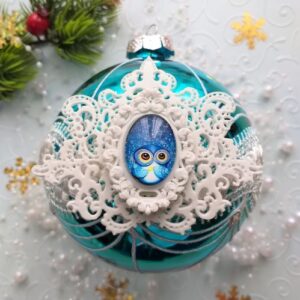 Гибкий комплект Кружевной со стеклянным кабошоном Сова.