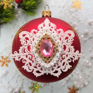 Гибкий комплект ажурная кружевная рамка + Морозная-мини со стразовой брошью.