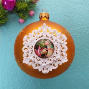 Комплект гибких ажурных рамок + стеклянный кабошон Счастливое Рождество.