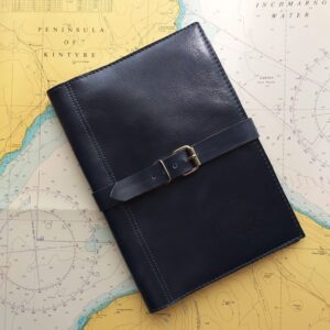 Папка для документів, темно-синя, натуральна шкіра, 25*18 см.