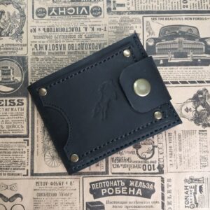 Чоловічий шкіряний гаманець ручної роботи, колір чорний, 11*8,5 см.
