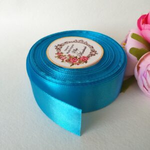 Атласна стрічка 2,5 см, блакитна, 1 метр.