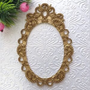 Рамка Овальна велика гнучка, золотий металік, 8*11,5 см.