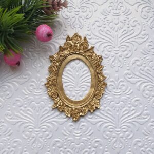Рамка Овальна з квітами, гнучка, золотий металік, 4,6*6,5 см.