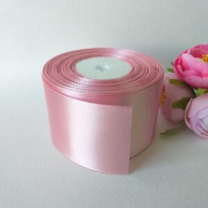 Стрічка атласна рожева, 5 см, 1 метр.