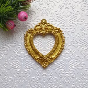 Рамка Серце, згинання, золото, 5,5*6,8 см.