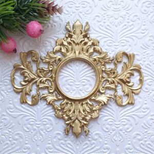Ажурна кругла рамка №1, гнучка, античне золото, 10,5*9,5 см.