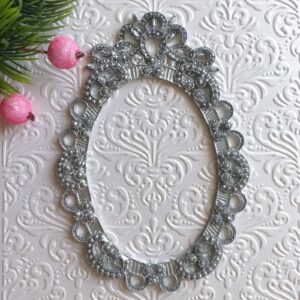 Рамка Овальна велика гнучка, срібний металік, 8*11,5 см.